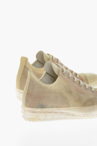 Leather Low Top Sneakers with Distressed Effect