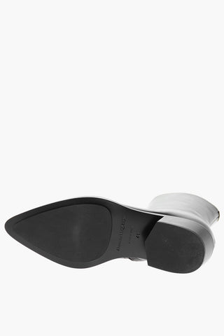 Leather Texan Ankle Boots with Metal Tip 4cm