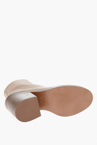 Squared Heel MAY Leather Booties 10cm