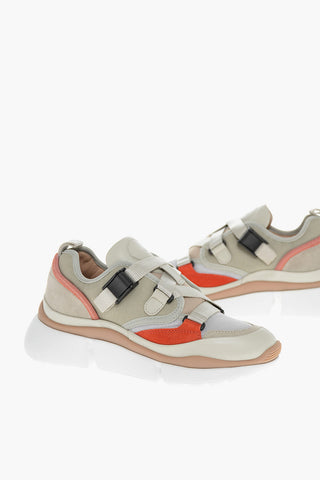 Leather Low-top Sneakers with Safety Buckle