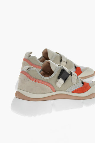 Leather Low-top Sneakers with Safety Buckle