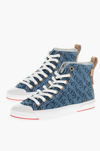 SEE BY Monogram Denim Sneakers with Maxi Laces