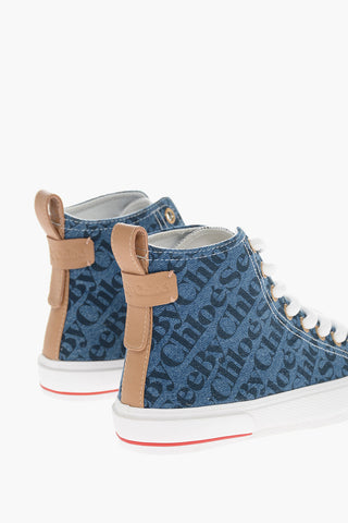 SEE BY Monogram Denim Sneakers with Maxi Laces