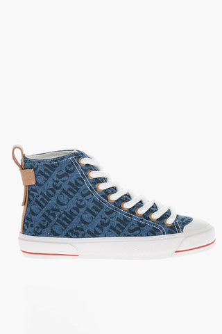 SEE BY Monogram Denim Sneakers with Maxi Laces