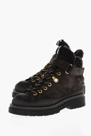 SEE BY Lace-up Suede Booties with Velcro Strap