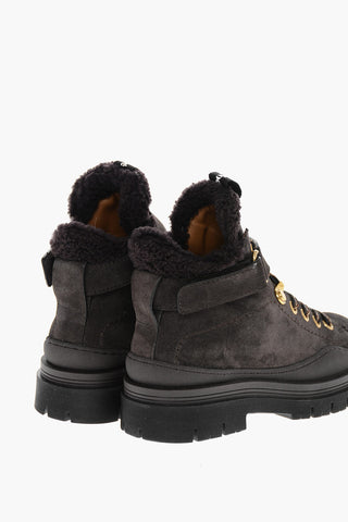 SEE BY Lace-up Suede Booties with Velcro Strap