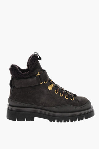 SEE BY Lace-up Suede Booties with Velcro Strap