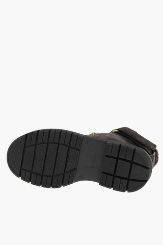 SEE BY Lace-up Suede Booties with Velcro Strap