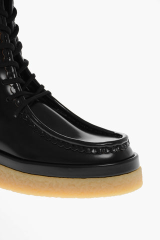 Lace-up JAMIE Topstitched Leather Booties