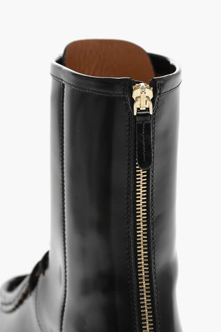 Lace-up JAMIE Topstitched Leather Booties