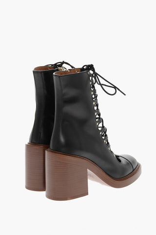 Lace-up MAY Leather Booties with Cut-Out Detail 9cm