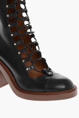 Lace-up MAY Leather Booties with Cut-Out Detail 9cm