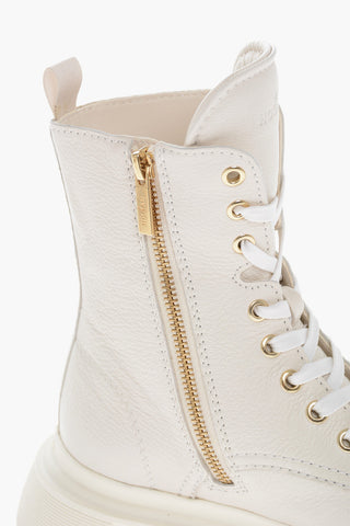 Textured Leather Lace-up Combat Booties