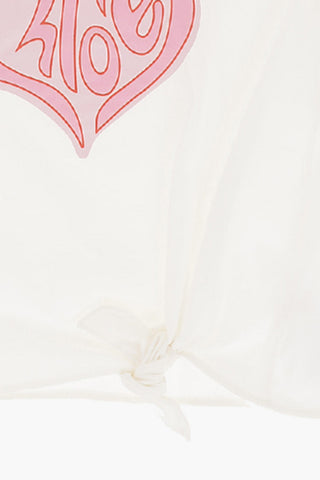 Knot Hem Crew-neck T-Shirt with Printed Heart-Shaped Logo