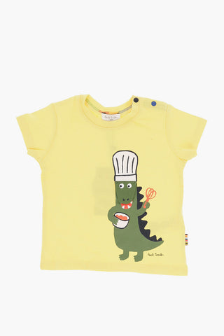 T-Shirt Girocollo con Stampa Coccodrillo
