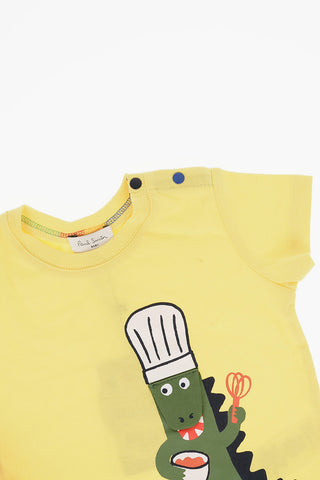 T-Shirt Girocollo con Stampa Coccodrillo