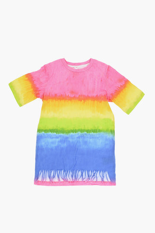 Gradient Effect and Frayed on the bottom Crew-Neck T-shirt