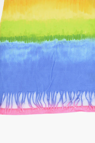 Gradient Effect and Frayed on the bottom Crew-Neck T-shirt