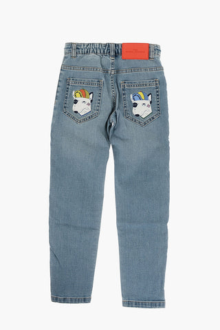 THE MARC JACOBS Stretch Denim Jeans with Print on Back Pockets