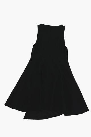 Sleeveless Dress with Colored Medusa Buttons