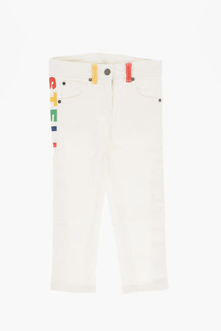 Stretch Denim Jeans with Logoed Side Band