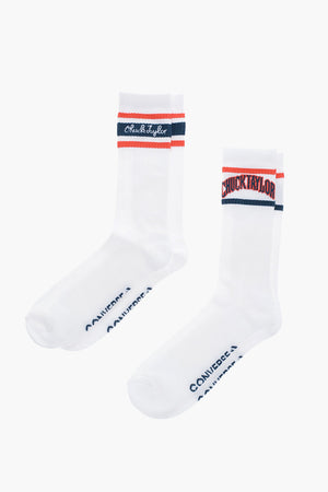 CHUCK TAYLOR 2-Pair Set Long Ribbed Embroidered Socks