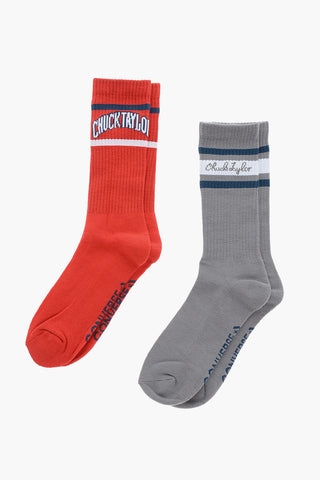 CHUCK TAYLOR Embroidered Ribbed 2 Pairs Of Long Socks Set