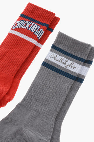 CHUCK TAYLOR Embroidered Ribbed 2 Pairs Of Long Socks Set