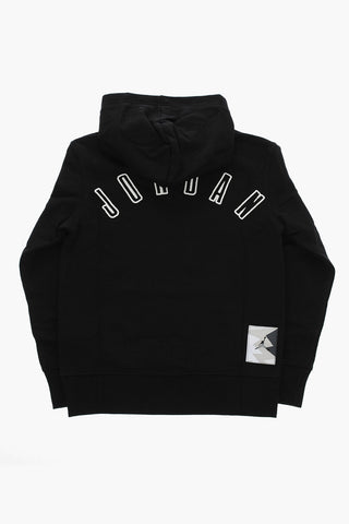 AIR JORDAN Felpa Hoodie in Tinta Unita con Stampa e Maxi Tasca a Toppa