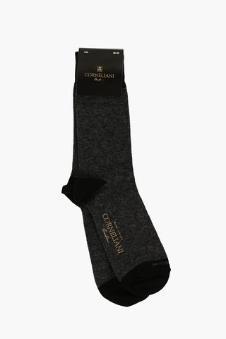 Two-Tone Cotton Blend Socks with Printed Logo