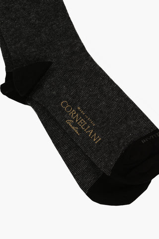 Calzini Bicolore in Misto Cotone con Logo Stampato
