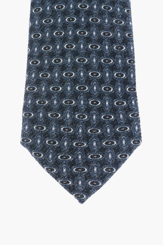Patterned Virgin Wool and Silk Tie
