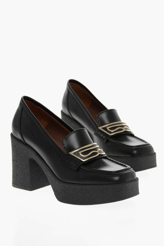 Leather LUX Penny Loafers with Squared Heel 10cm
