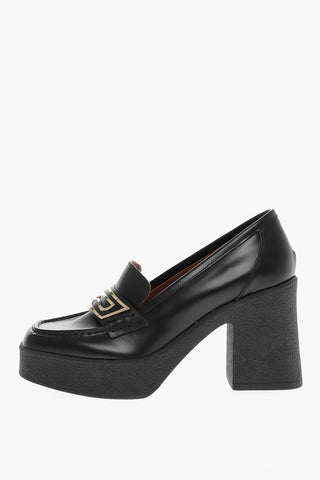 Leather LUX Penny Loafers with Squared Heel 10cm