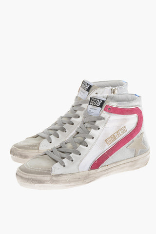 Lace-up Leather Sneakers with Glitter Details