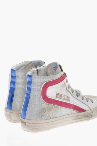 Lace-up Leather Sneakers with Glitter Details