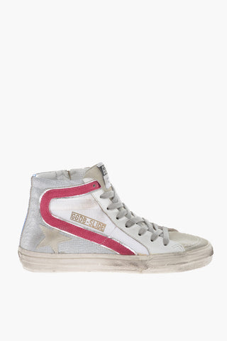 Lace-up Leather Sneakers with Glitter Details