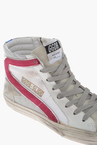 Lace-up Leather Sneakers with Glitter Details