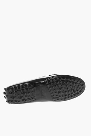 Brushed Leather Loafers with Monogram Buckle