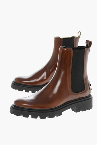 Brushed Leather Chelsea Booties with Carrion Sole