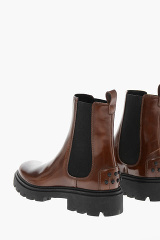 Brushed Leather Chelsea Booties with Carrion Sole