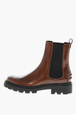 Brushed Leather Chelsea Booties with Carrion Sole