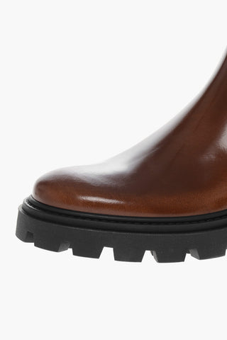 Brushed Leather Chelsea Booties with Carrion Sole