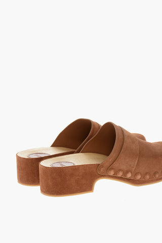 Suede JOY Mules with Covered Wood Heel 5cm
