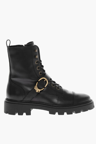 Leather LION Combat Booties with Buckle