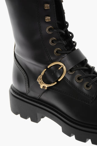 Leather LION Combat Booties with Buckle