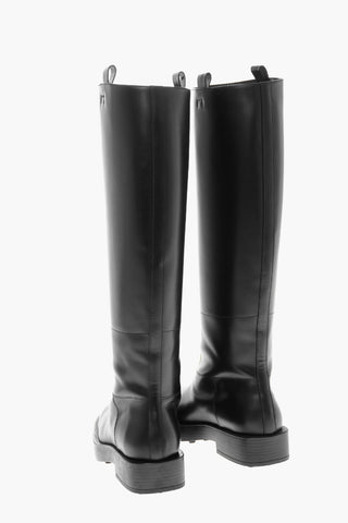 Under the Knee Leather Boots with Squared Toe