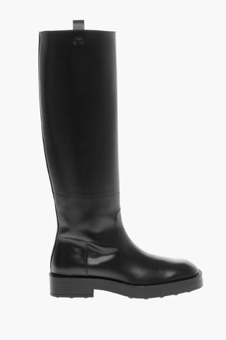 Under the Knee Leather Boots with Squared Toe