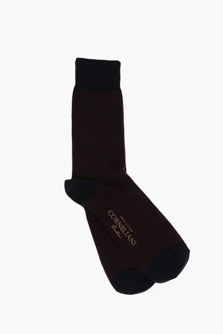 Calzini Bicolore in Misto Cotone con Logo Stampato
