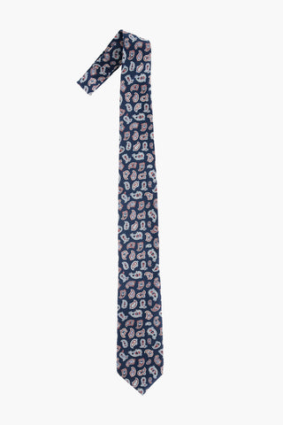 All-Over Paisley Motif Silk Tie